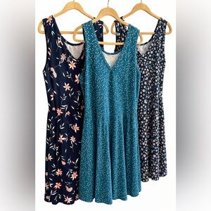 3 Dress Bundle – Women’s Sleeveless Casual Dresses Floral & Polka Dot | Size XL